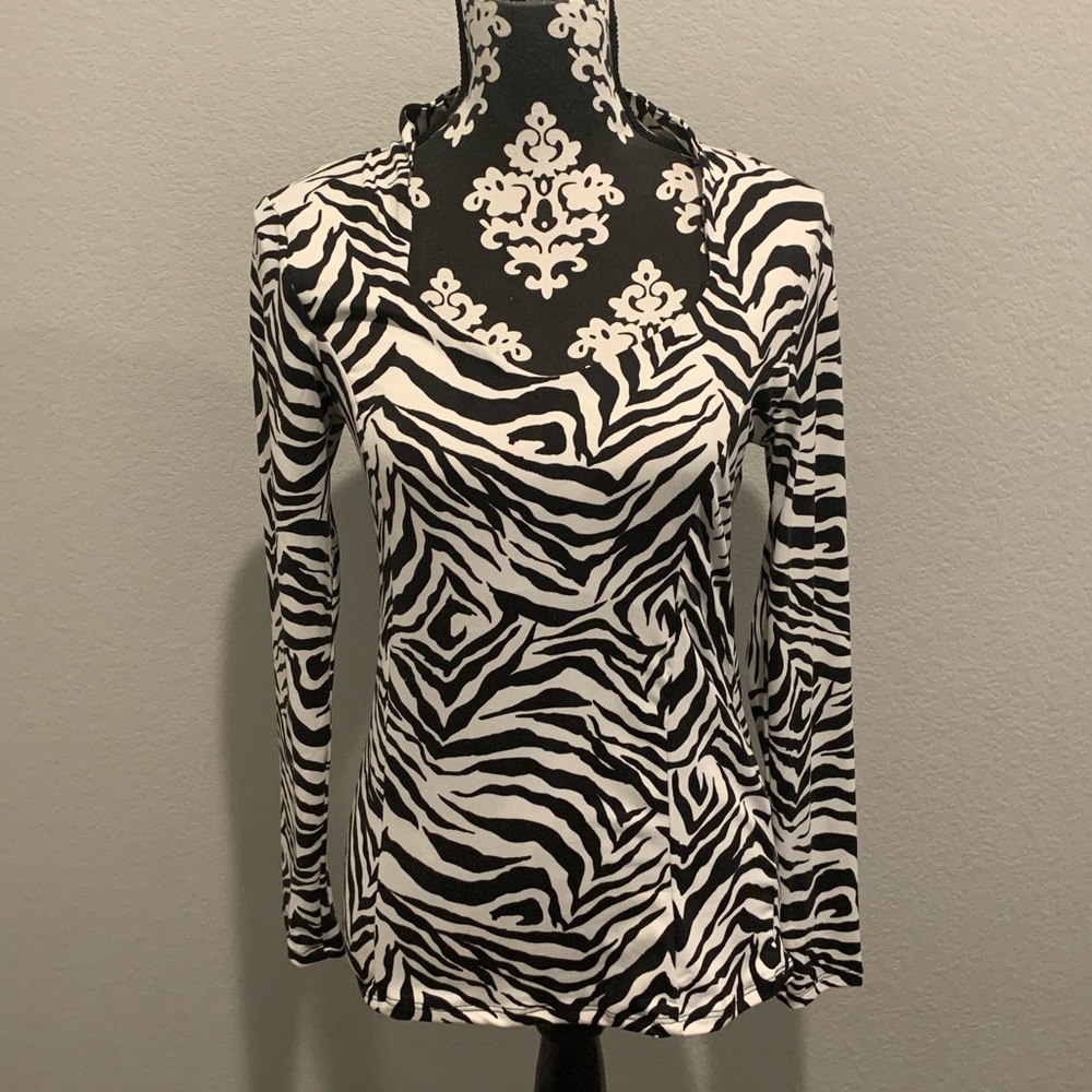 Freebird Zebra print long sleeve top NWOT